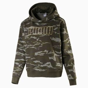 Puma Green Camo Gold Lettering Puma Hoodie XS
